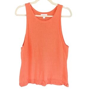 Charter‎ Club Womens Knit Tank Top Sleeveless Casual Coral Cotton Linen Medium